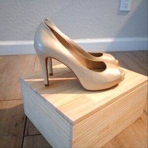 Cream peep toe heels